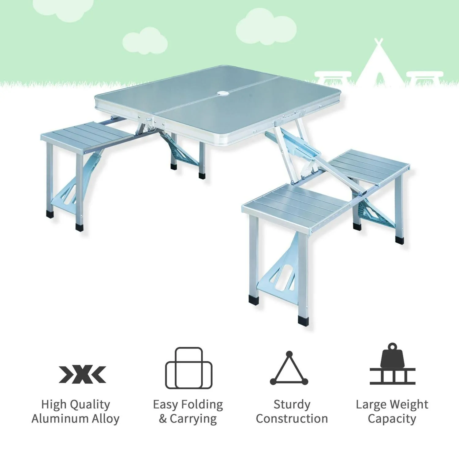 Set Outsunny Aluminum Verified seller Chair Picnic Portable Smart-connected