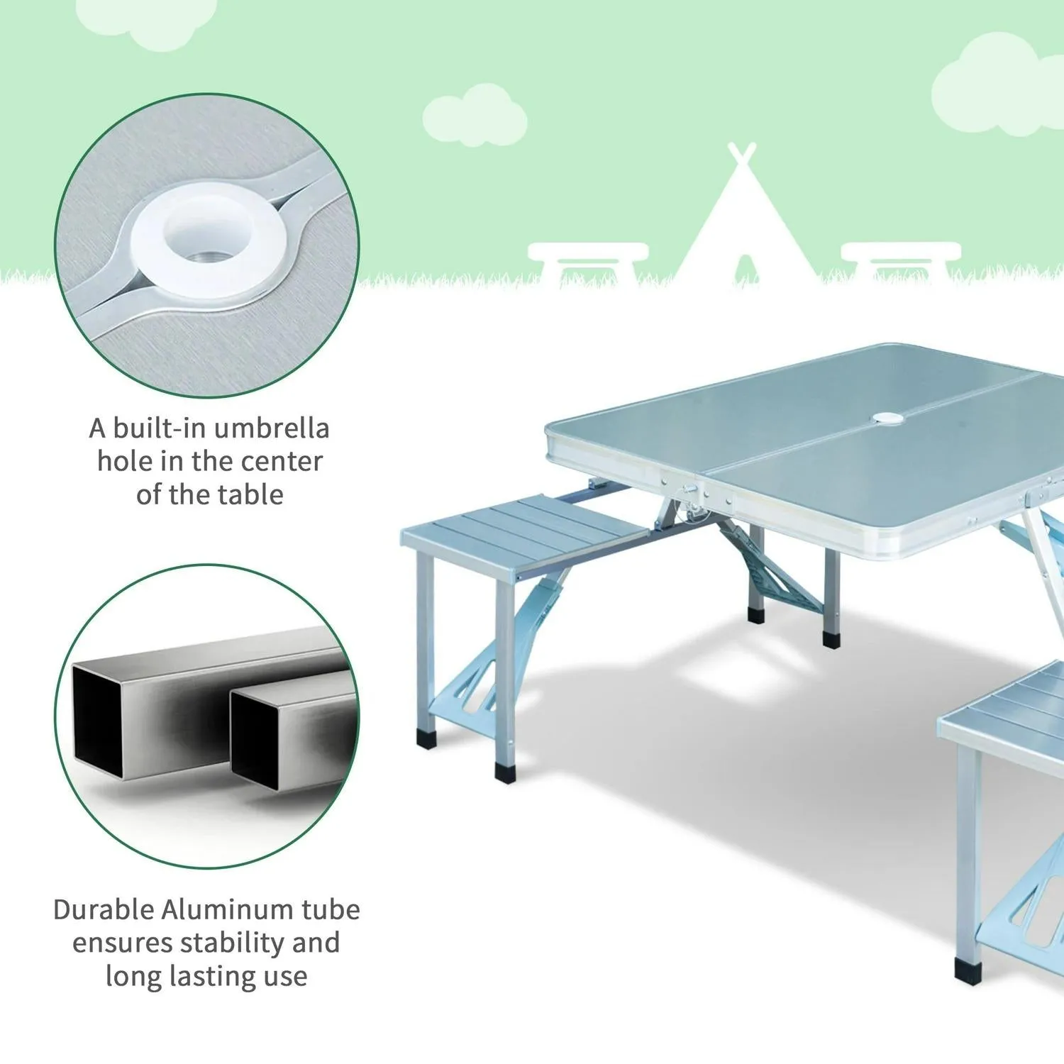 Set Outsunny Aluminum Verified seller Chair Picnic Portable Smart-connected