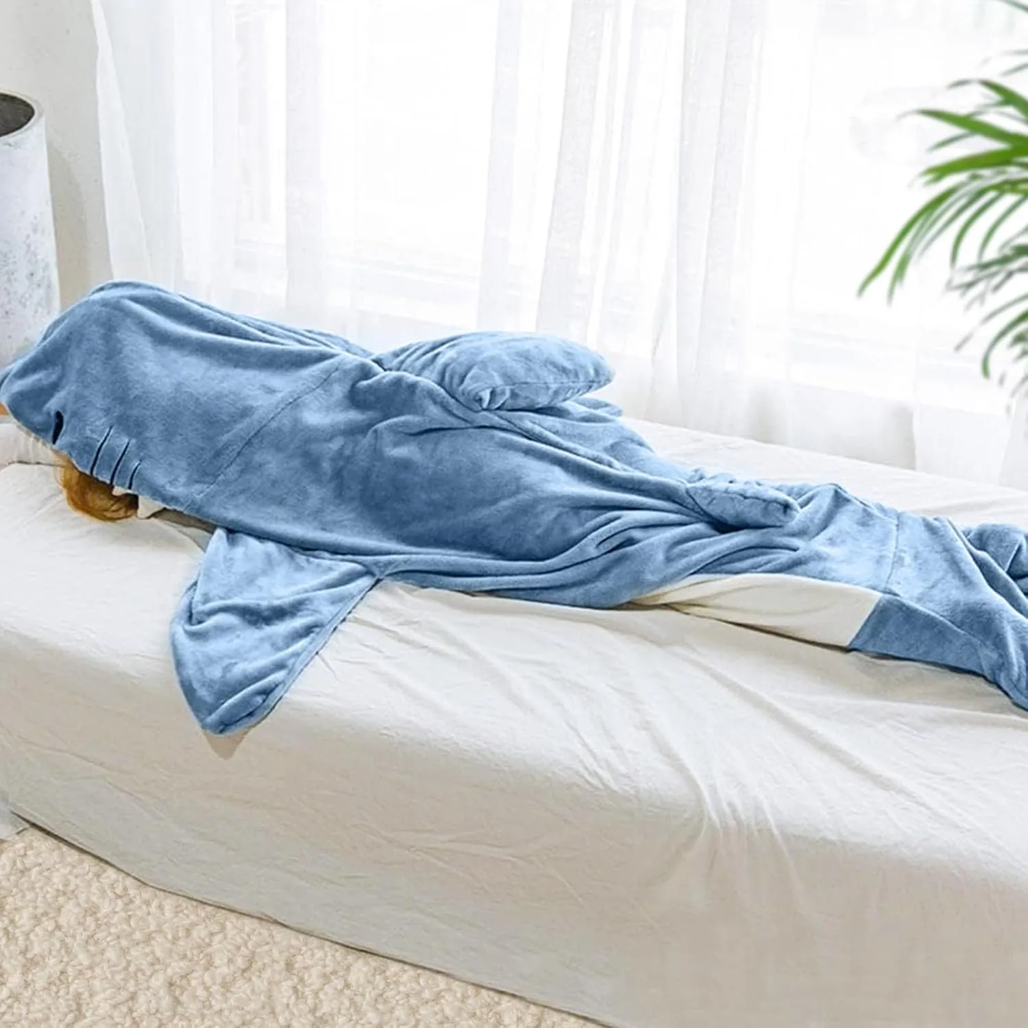 Shark Blanket Hoodie Onesie for Adults and Kids, Cozy Flannel Shark Sleeping Bag