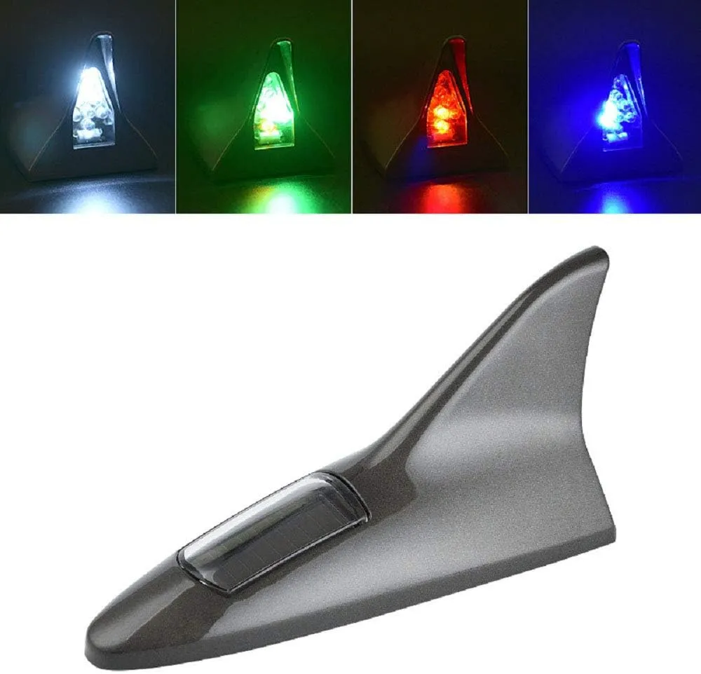 Shark Fin Aerial-MASO Solar Power Shark Fin 8 LED Warning Light for Car（Grey）