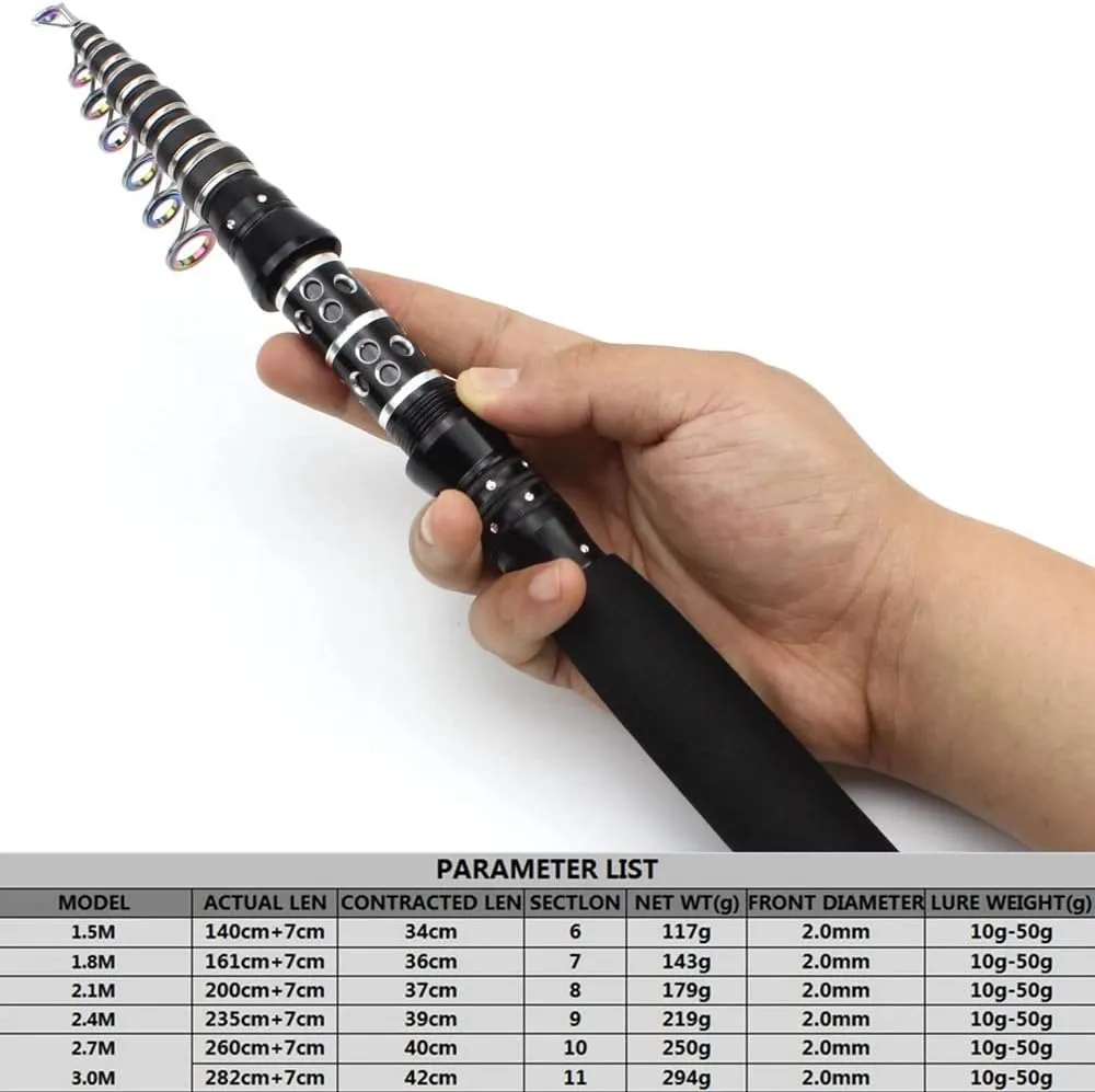 Short Carbon Telescopic Fishing Rod Fast Action Ultralight Carp Surf Spinning Rod Pocket Travel Pole