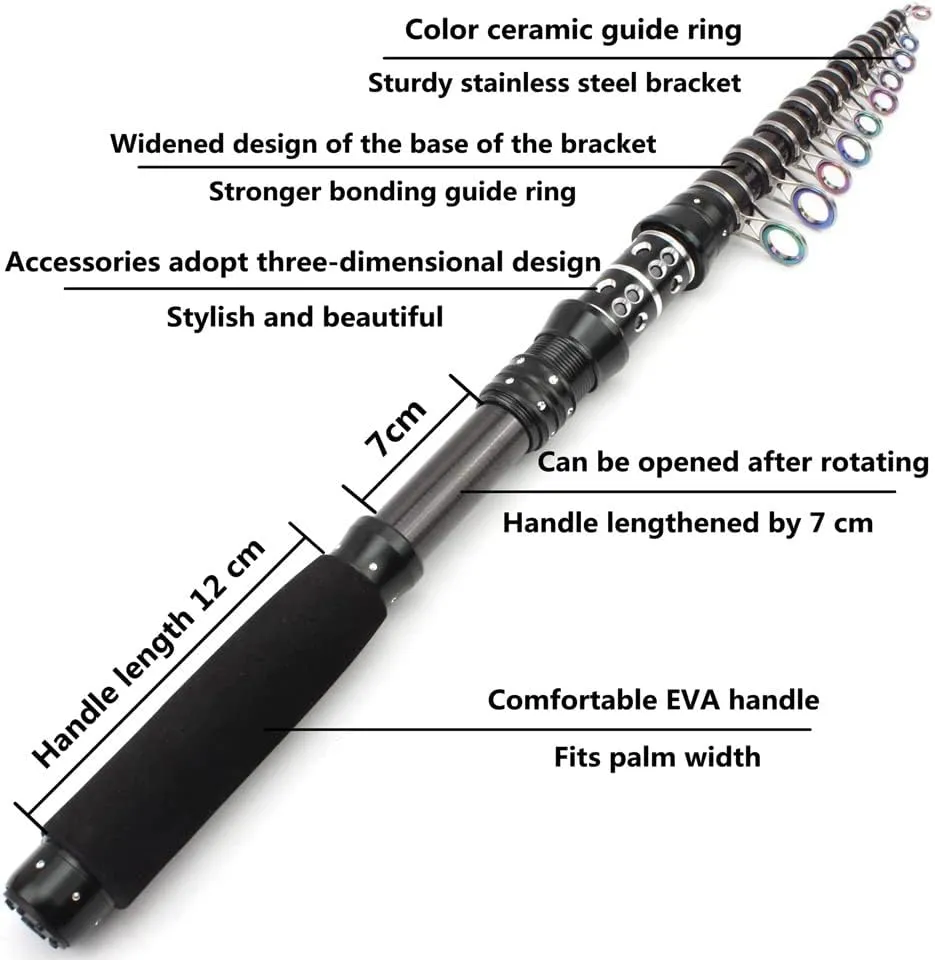 Short Carbon Telescopic Fishing Rod Fast Action Ultralight Carp Surf Spinning Rod Pocket Travel Pole