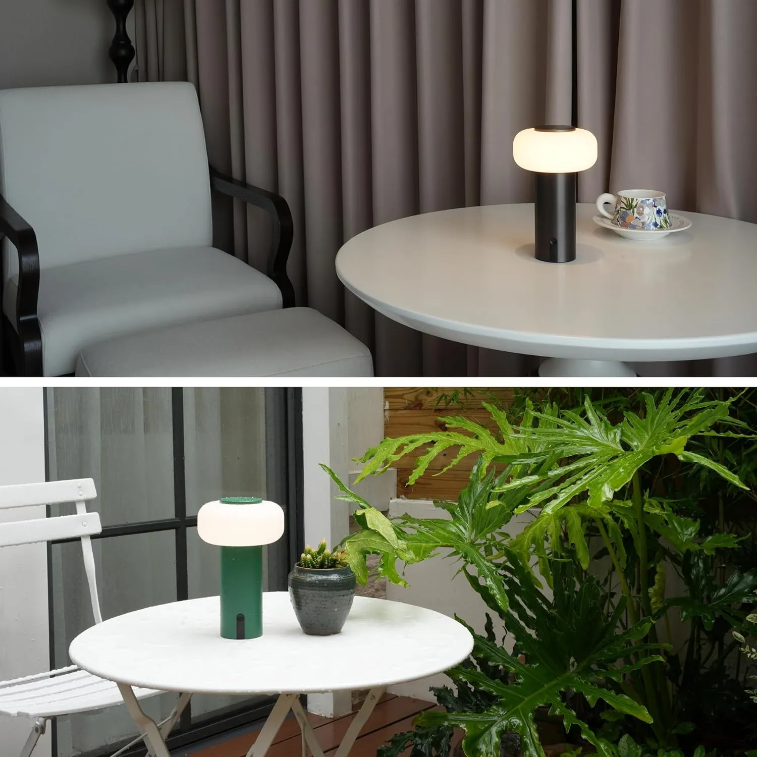 Shower Lamp Waterproof, Outdoor Cordless Table Lamp Rechargeable, Portable Battery Operated Lamp, Touch Dimmable Night Light for Bedroom/Patio/Dinning/Camping (Black)