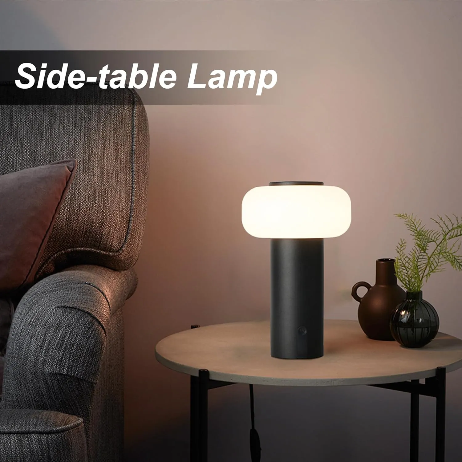 Shower Lamp Waterproof, Outdoor Cordless Table Lamp Rechargeable, Portable Battery Operated Lamp, Touch Dimmable Night Light for Bedroom/Patio/Dinning/Camping (Black)