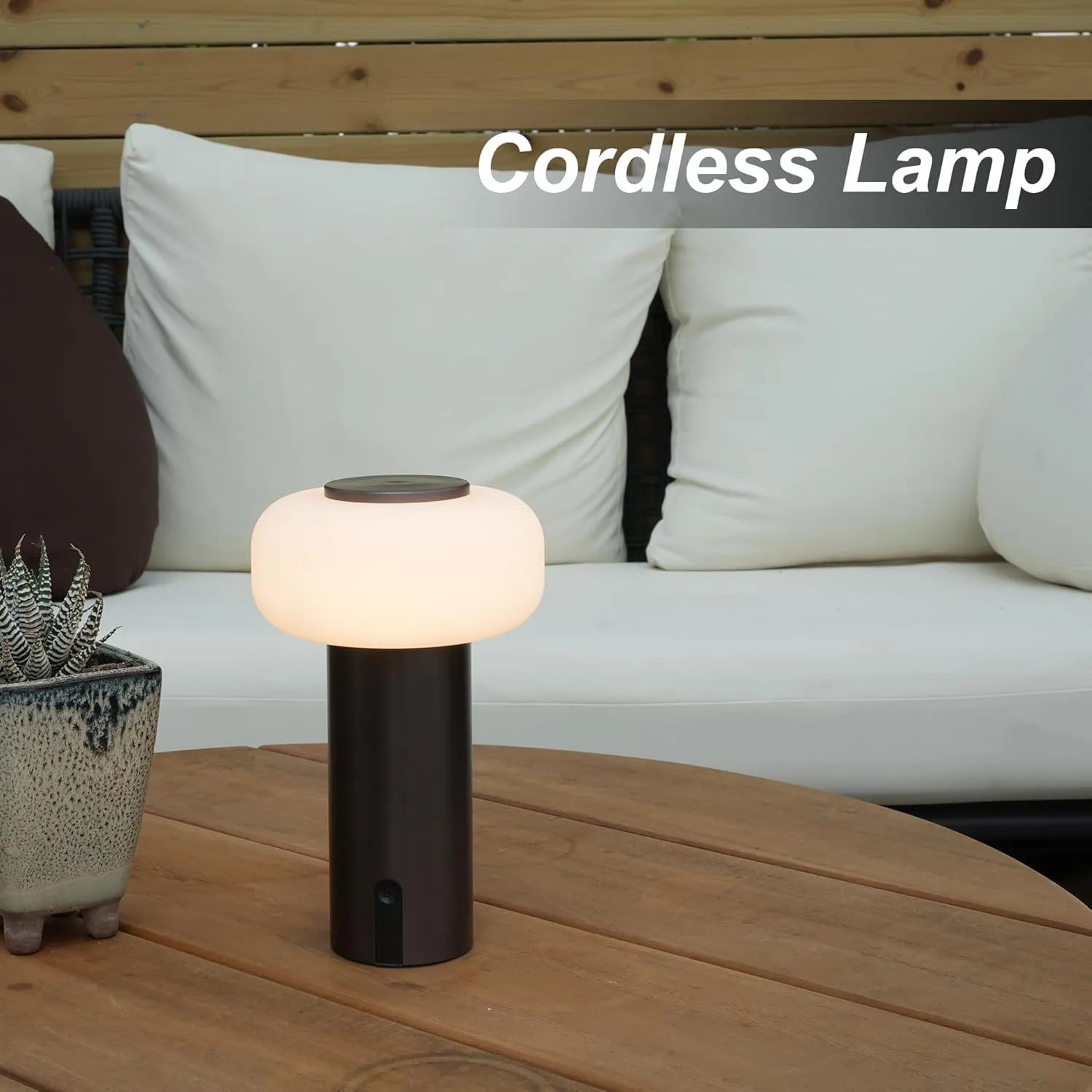 Shower Lamp Waterproof, Outdoor Cordless Table Lamp Rechargeable, Portable Battery Operated Lamp, Touch Dimmable Night Light for Bedroom/Patio/Dinning/Camping (Brown)