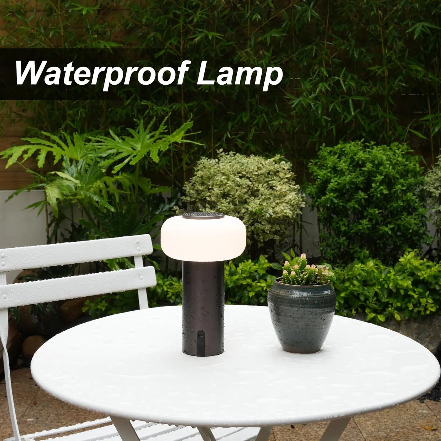 Shower Lamp Waterproof, Outdoor Cordless Table Lamp Rechargeable, Portable Battery Operated Lamp, Touch Dimmable Night Light for Bedroom/Patio/Dinning/Camping (Brown)