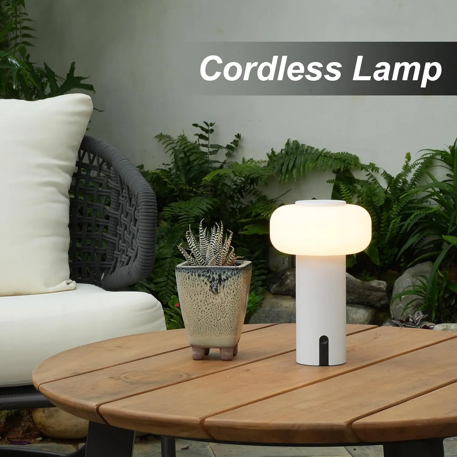 Shower Lamp Waterproof, Outdoor Cordless Table Lamp Rechargeable, Portable Battery Operated Lamp, Touch Dimmable Night Light for Bedroom/Patio/Dinning/Camping (White)