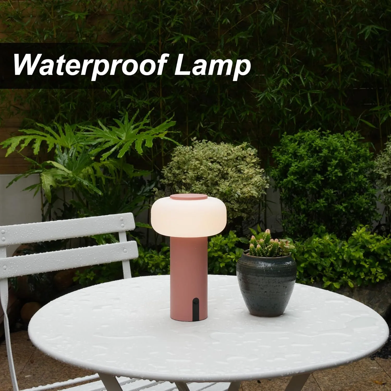 Shower Lamp Waterproof, Outdoor Cordless Table Lamp Rechargeable, Portable Battery Operated Light, Touch Dimmable Night Light for Bedroom/Patio/Dinning/Camping (Pink)
