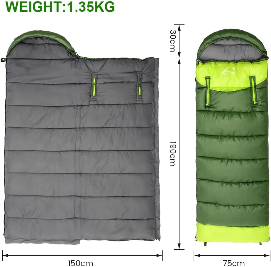 ShowyLive Sleeping Bags for Adults - Lightweight, Waterproof, Custom Cotton Comfort, 2-in-1 Design, Two-Way Zipper for Camping