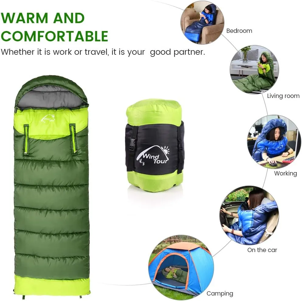 ShowyLive Sleeping Bags for Adults - Lightweight, Waterproof, Custom Cotton Comfort, 2-in-1 Design, Two-Way Zipper for Camping