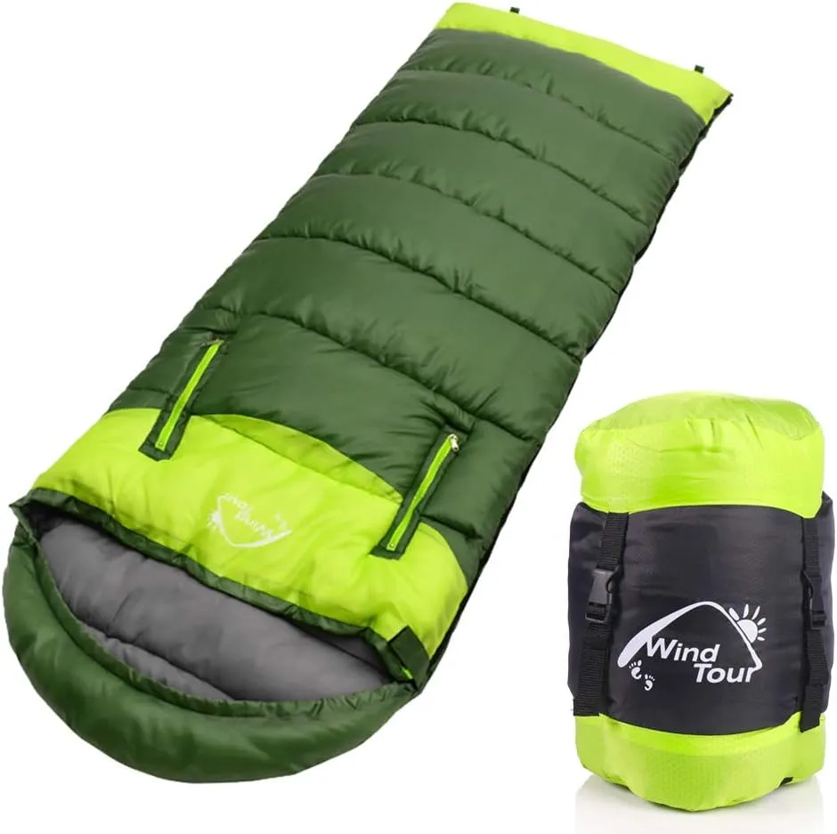 ShowyLive Sleeping Bags for Adults - Lightweight, Waterproof, Custom Cotton Comfort, 2-in-1 Design, Two-Way Zipper for Camping
