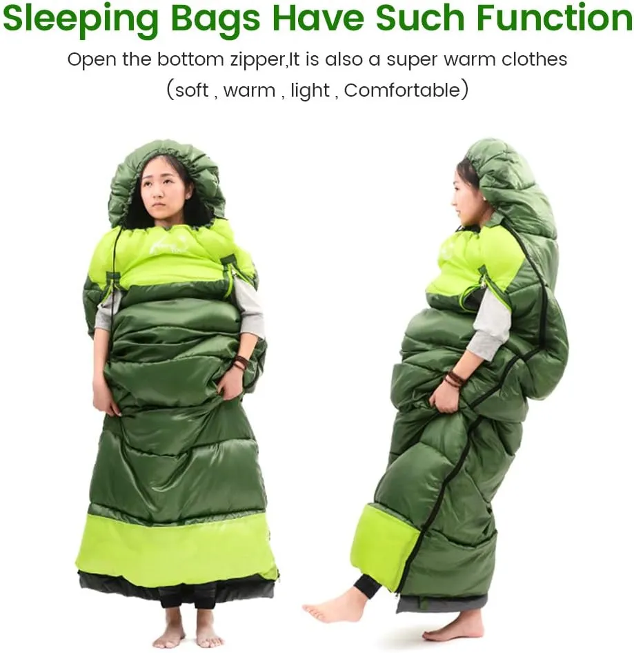 ShowyLive Sleeping Bags for Adults - Lightweight, Waterproof, Custom Cotton Comfort, 2-in-1 Design, Two-Way Zipper for Camping