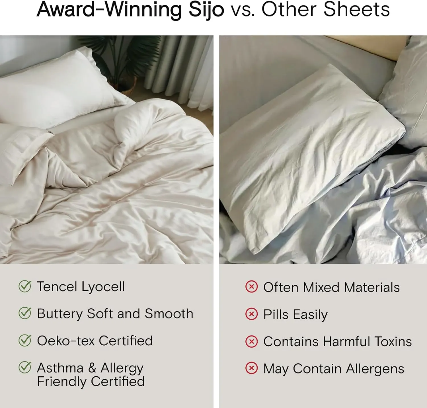 Sijo AiryWeight Tencel Sheet Set, 100% Lyocell Derived from Eucalyptus, Buttery Soft, Architectural Digest 2022 Best Cooling Sheets Winner - 4pc - 2 Pillowcases 1 Fitted 1 Top (Dove, Queen)