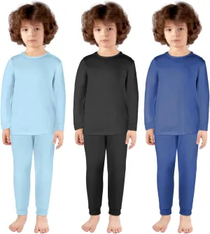 Silkfly 3 Sets 12M-12Y Kid Boys Girls Thermal Underwear Set Fleece Lined Long Winter Johns Base Layer Thermal Top and Bottom