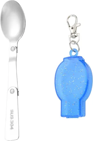 Silverware Set, 1/4/6/8/10/12 Pcs 304 Stainless Steel Spoon Foldable Storage Camping Tableware Creative Outdoor Travel Portable Spoon, Home Flatware Set(Blue,4 Pieces)