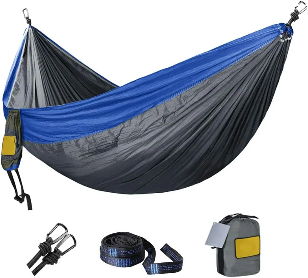 Single Double Hammock Camping Swing Adult Outdoor Backpacking Travel Survival Hunting Sleeping Bed Portable with 2 Straps 2 Carabiner, 300cm×200cm