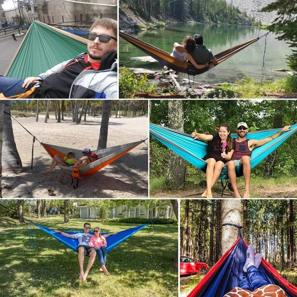 Single Double Hammock Camping Swing Adult Outdoor Backpacking Travel Survival Hunting Sleeping Bed Portable with 2 Straps 2 Carabiner, 300cm×200cm