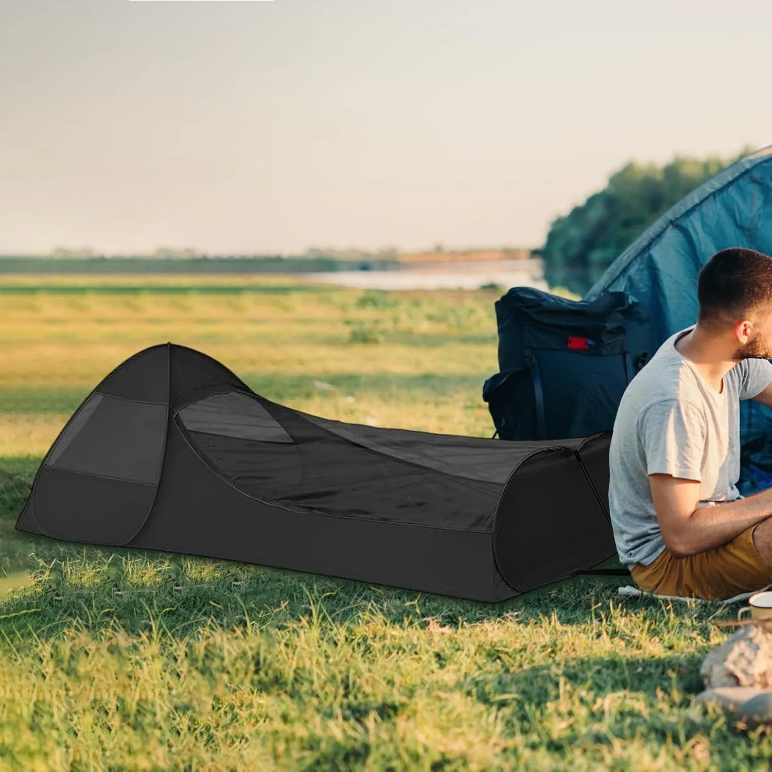 Single Person Pop Up Tent - Lightweight Camping Tent, Easy Setup Backpacking | Portable Outdoor Shelter, Waterproof Travel Hiking, Compact Camping Gear, Instant Setup for Backpackers