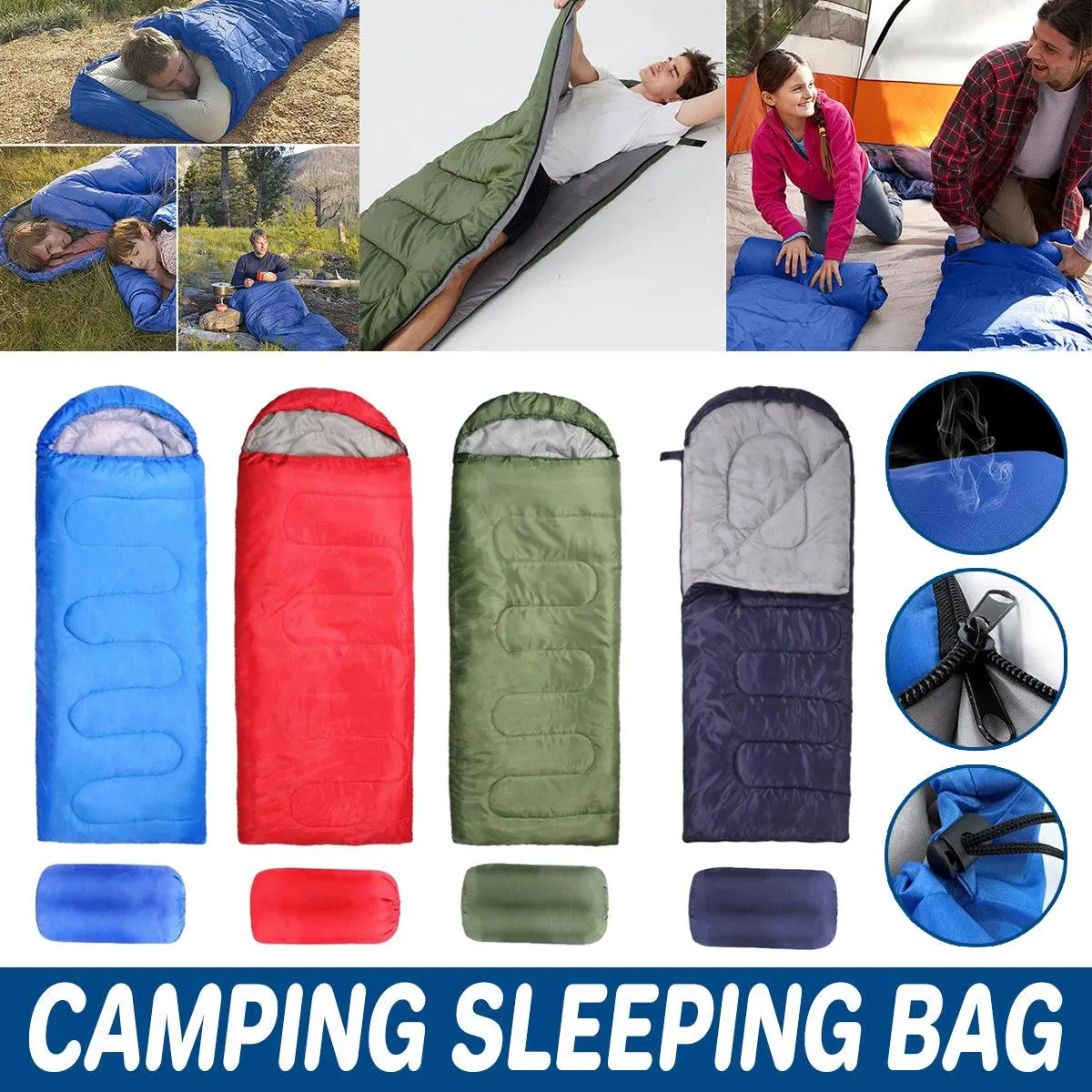 Single Sleeping Bag Outdoor Camping Hiking Thermal Warm Tent Travel Gear