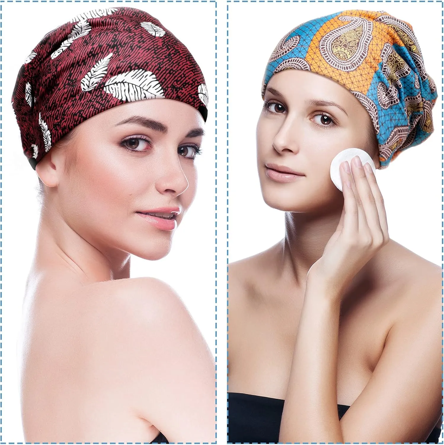 Sintege 6 Pcs Satin Lined Bonnet Sleep Cap for Women Men African Silk Soft Beanie Hair Sleep Wrap for Natural Curly Braids