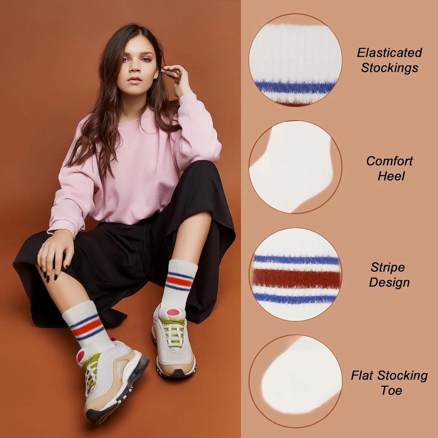 SISOSOCK 5 Pairs Fuzzy Cozy Warm Socks for Women Winter Wool Thick Casual Home Sleeping Soft Comfy Socks Gifts for Women