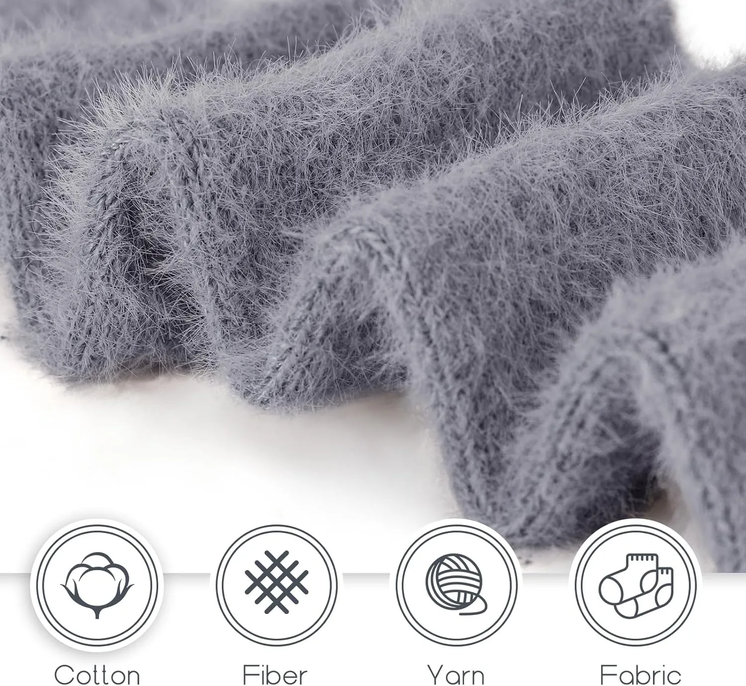 SISOSOCK 5 Pairs Fuzzy Cozy Warm Socks for Women Winter Wool Thick Casual Home Sleeping Soft Comfy Socks Gifts for Women