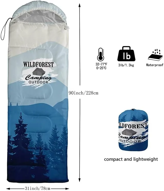 Sleeping Bag for Adults Kids,Green Mountain Camp Van-Lightweight Warm Portable Outdoor Indoor-Waterproof Cold Weather Resistant Sleeping Bag for Camping Hiking