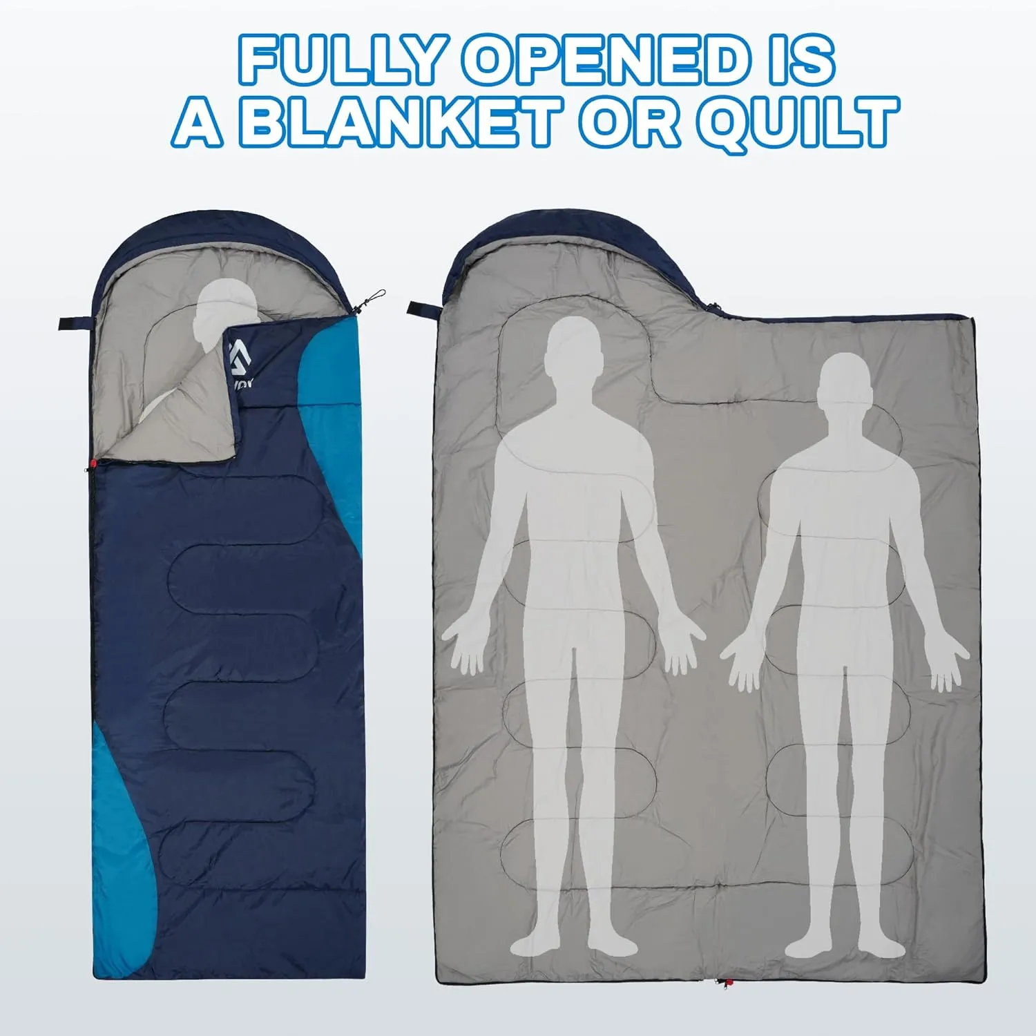 Sleeping Bag for Adults Teens Kids Cold Warm Weather, Portable Waterproof & Lightweight, Compact with Compression Sack, for 3-4 Seasons Camping, Backpacking, Hiking, Travel, Indoors Outdoors