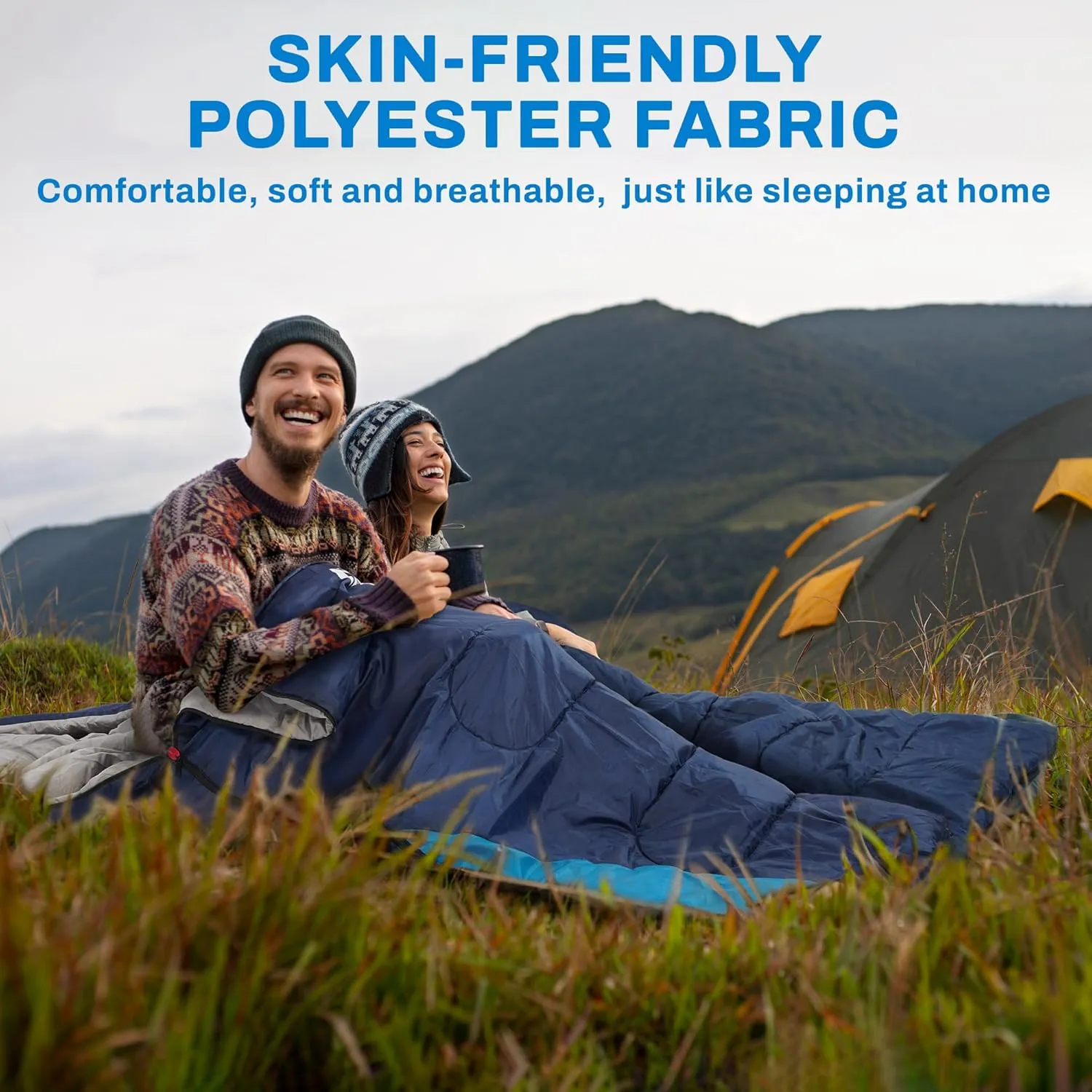 Sleeping Bag for Adults Teens Kids Cold Warm Weather, Portable Waterproof & Lightweight, Compact with Compression Sack, for 3-4 Seasons Camping, Backpacking, Hiking, Travel, Indoors Outdoors