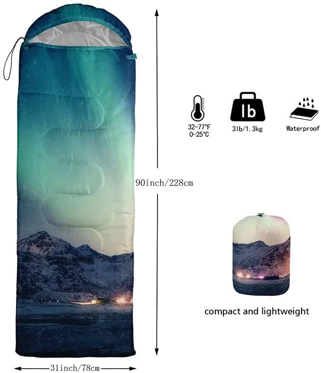 Sleeping Bag for Kids Adults,Brown Giraffe Fur Pattern-Lightweight Warm Portable Outdoor Indoor-Waterproof Cold Weather Resistant Sleeping Bag for Camping Hiking
