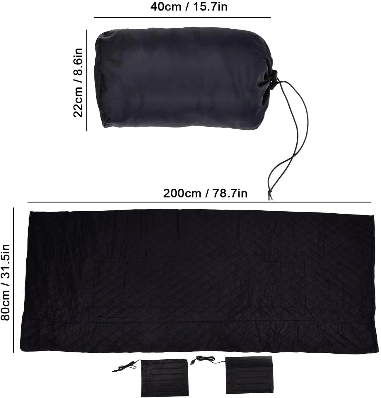 Sleeping Bag, Heated Sleeping Bag for Adults, USB Power Support Heating Pads, Winter Sleeping Bags, Heated Sleeping Bag with Zippers for Camping, Backpacking, Hiking