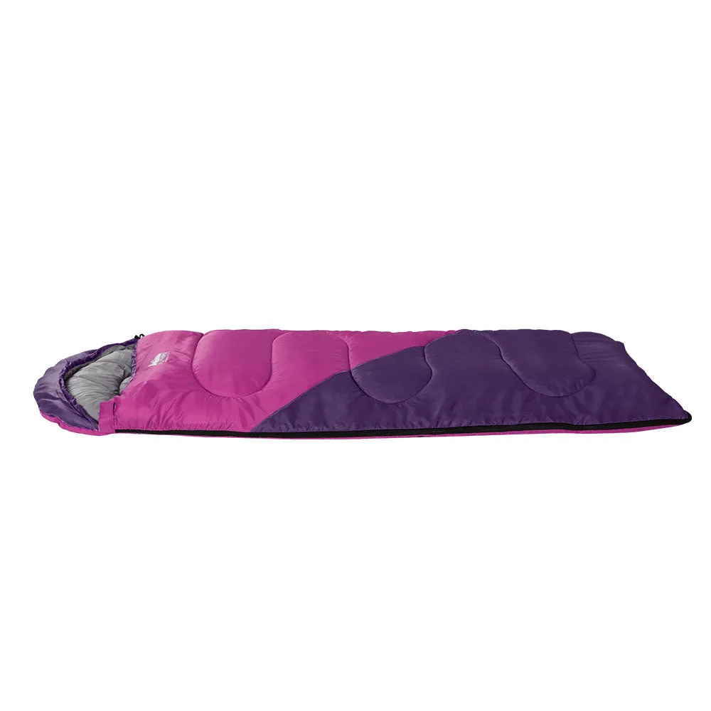 Sleeping Bag Kids Single 172Cm Thermal Camping Hiking Pink