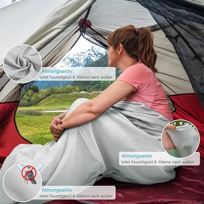 Sleeping Bag Liner, Adult Sleep Sack & Travel Sheets, Lightweight Single and Portable Camping Sleeping Bag Liners - Ideal for Traveling, Hostels and Camping