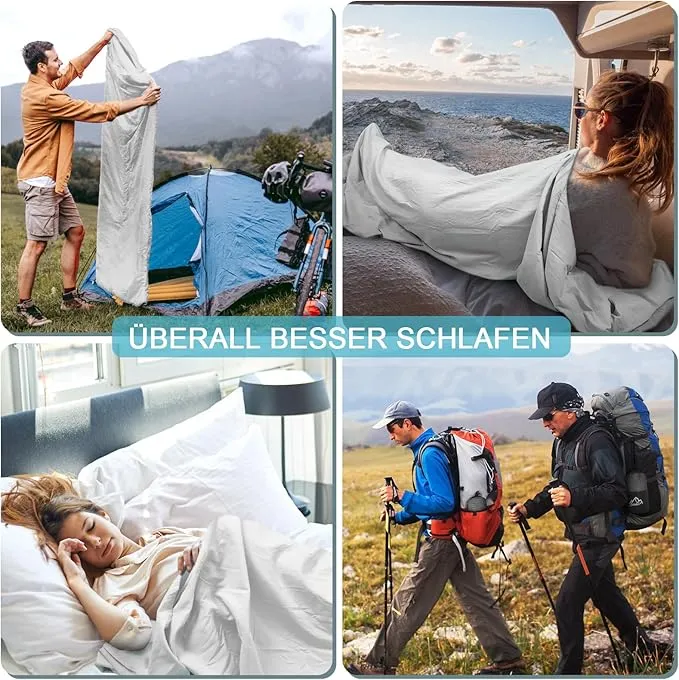 Sleeping Bag Liner, Adult Sleep Sack & Travel Sheets, Lightweight Single and Portable Camping Sleeping Bag Liners - Ideal for Traveling, Hostels and Camping
