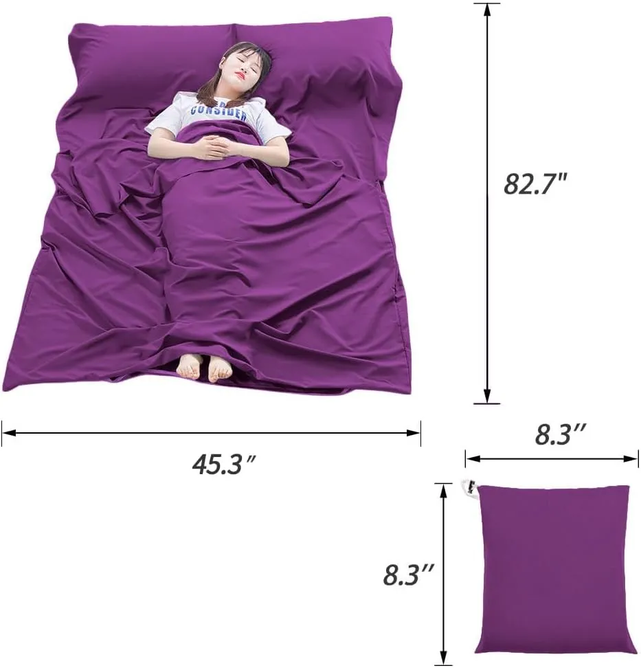 Sleeping Bag Liner Lightweight Compact Sleeping Bag Sack Portable Clean Travel Sheet Camping Sleep Sheet for Backpacking Hotel Hiking