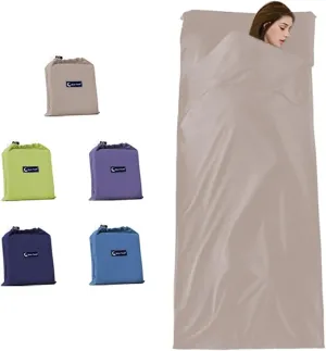 Sleeping Bag Liner Travel Camping Sheet, Lightweight Portable Sleeping Sheets for Outdoor Travel Backpacking Hiking Picnics Hotels