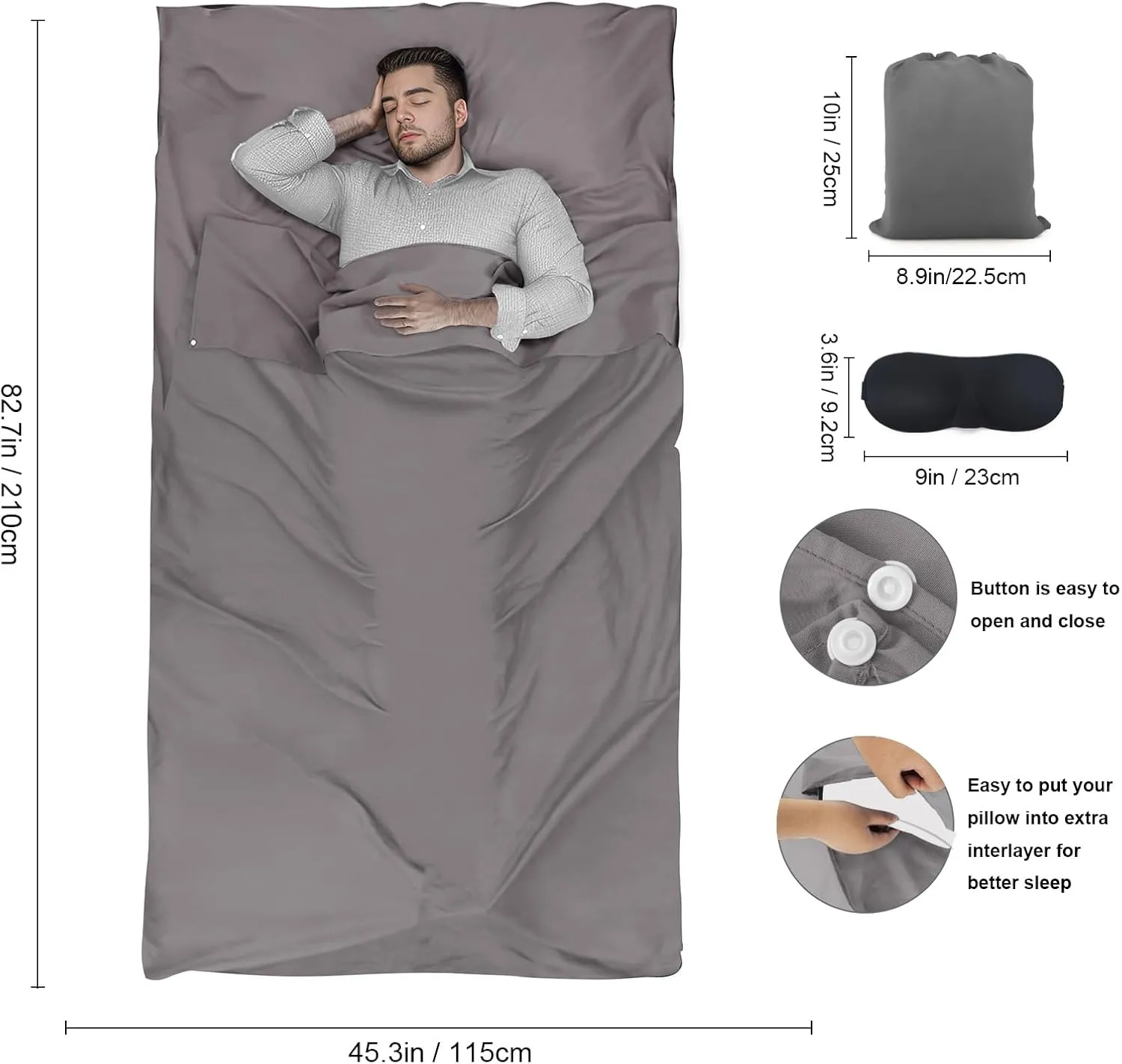 Sleeping Bag Liner,Travel Sheet & Adult Sleep Sack, Camping Sheets Travel Sleep Sack for Backpacking,Hotels & Hostels -Lightweight Single &Double Travel Sheet Camping Sheets