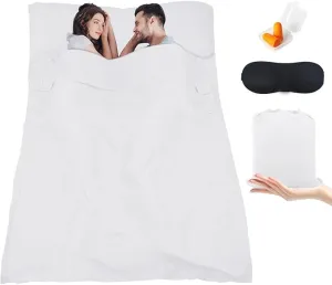 Sleeping Bag Liner,Travel Sheet & Adult Sleep Sack, Camping Sheets Travel Sleep Sack for Backpacking,Hotels & Hostels -Lightweight Single &Double Travel Sheet Camping Sheets