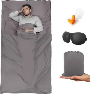 Sleeping Bag Liner,Travel Sheet & Adult Sleep Sack, Camping Sheets Travel Sleep Sack for Backpacking,Hotels & Hostels -Lightweight Single &Double Travel Sheet Camping Sheets