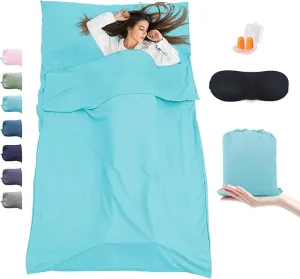 Sleeping Bag Liner,Travel Sheet & Adult Sleep Sack, Camping Sheets Travel Sleep Sack for Backpacking,Hotels & Hostels -Lightweight Single &Double Travel Sheet Camping Sheets