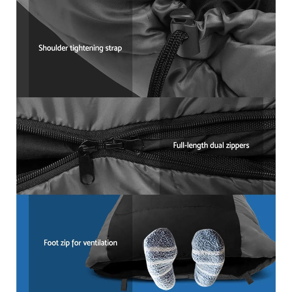 Sleeping Bag Single Thermal Camping Hiking Tent Black  -20°C