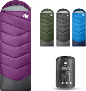Sleeping Bags for Adults Warm Weather, 40F Degree Sleeping Bags, Portable, Waterproof, 3lb Lightweight Sleeping Bag for Tall Girls Boys with Compression Sack for Warm Camping, Hiking, Outdoor & Indoor