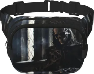 Sleeping Skeleton Man Fitness travel shoulder bag, fashionable and casual waist bag, square double-layer waist bag