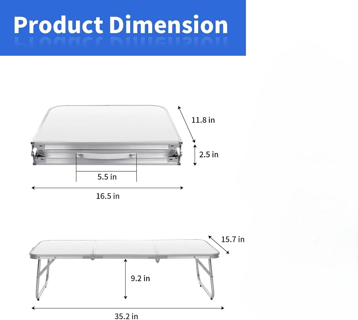 Small Camping Table 3FT Folding Picnic Table Foldable Low Camp Table Portable Short Aluminum Outdoor Floor Short Beach BBQ White 35.2×15.7 inch