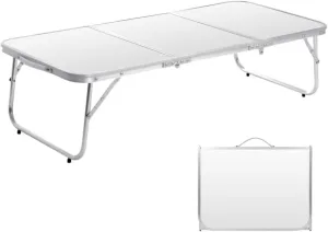 Small Camping Table 3FT Folding Picnic Table Foldable Low Camp Table Portable Short Aluminum Outdoor Floor Short Beach BBQ White 35.2×15.7 inch