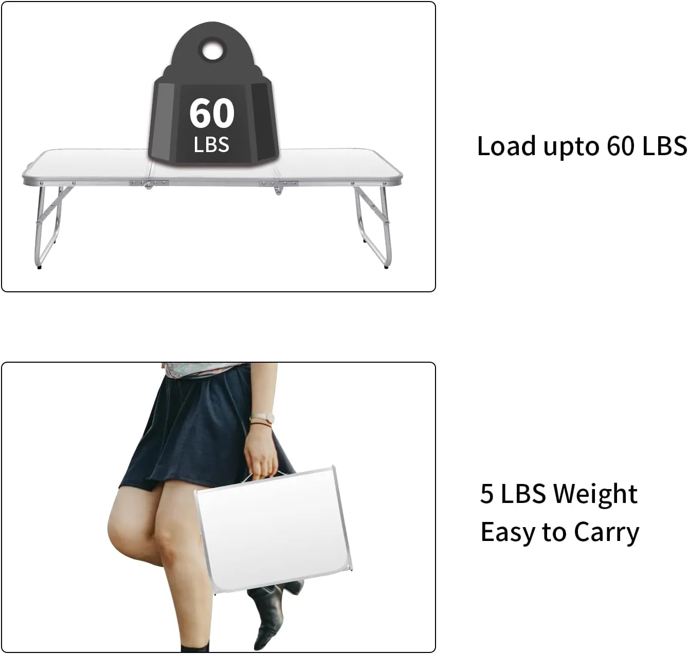 Small Camping Table 3FT Folding Picnic Table Foldable Low Camp Table Portable Short Aluminum Outdoor Floor Short Beach BBQ White 35.2×15.7 inch