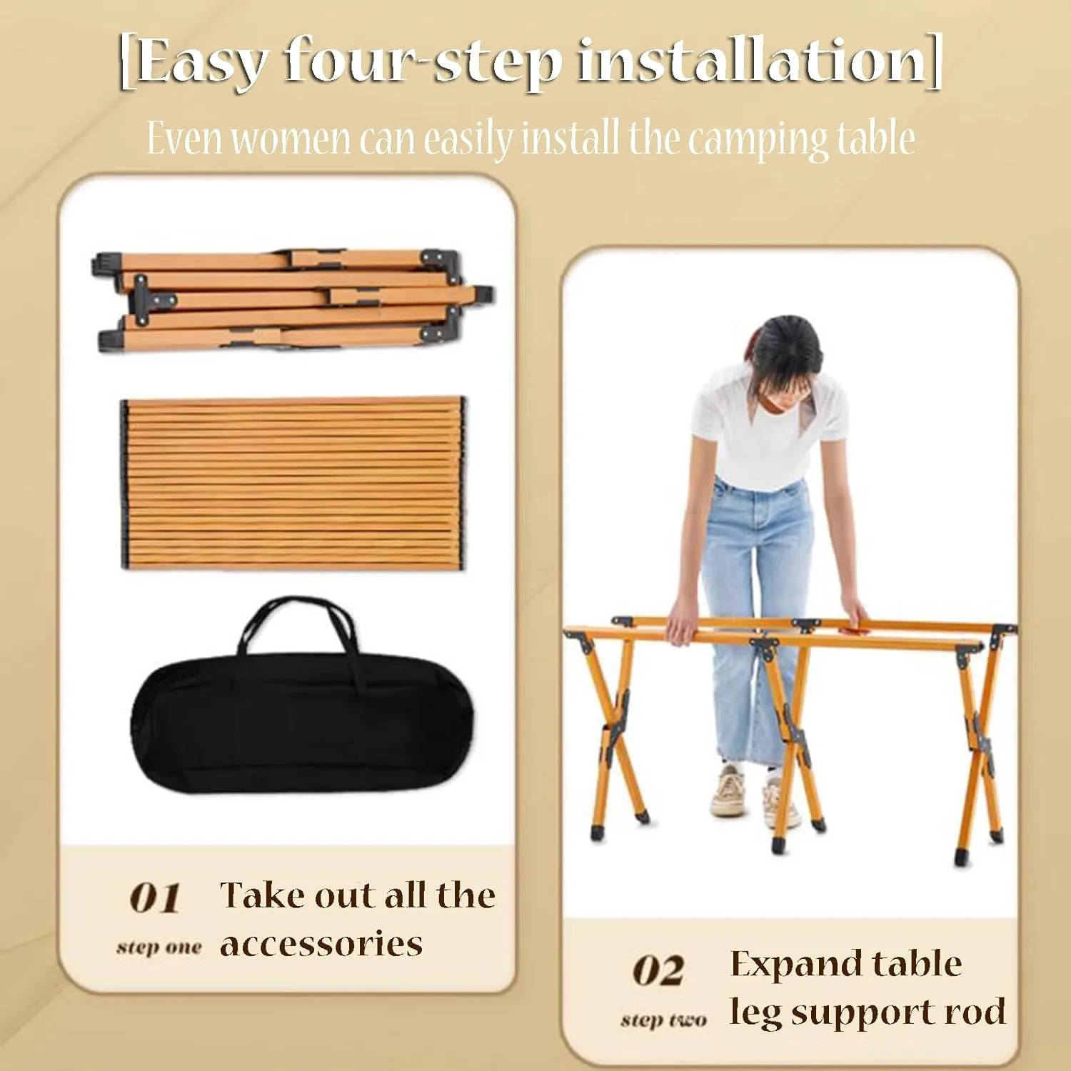 Small Camping Table Picnic Table Portable Roll Up Desktop Table Lightweight Rustless with Carry Bag for Outdoor