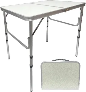Small Folding Camping Table, Aluminum 3FT Adjustable Height Portable Table, Lightweight Compact Fold Up Table for Indoor Outdoor Camp Picnic, Beach, BBQ, Garden, Dining, Cooking, Party, RV