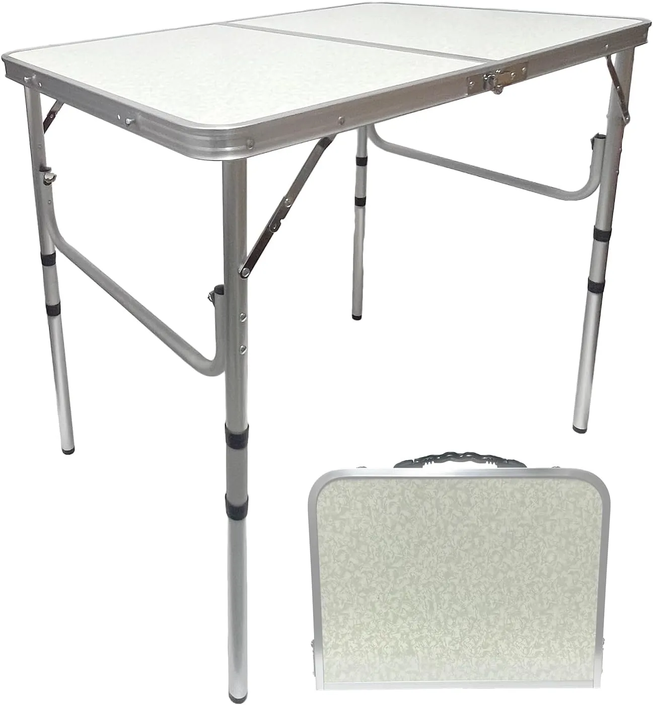 Small Folding Camping Table, Aluminum 3FT Adjustable Height Portable Table, Lightweight Compact Fold Up Table for Indoor Outdoor Camp Picnic, Beach, BBQ, Garden, Dining, Cooking, Party, RV