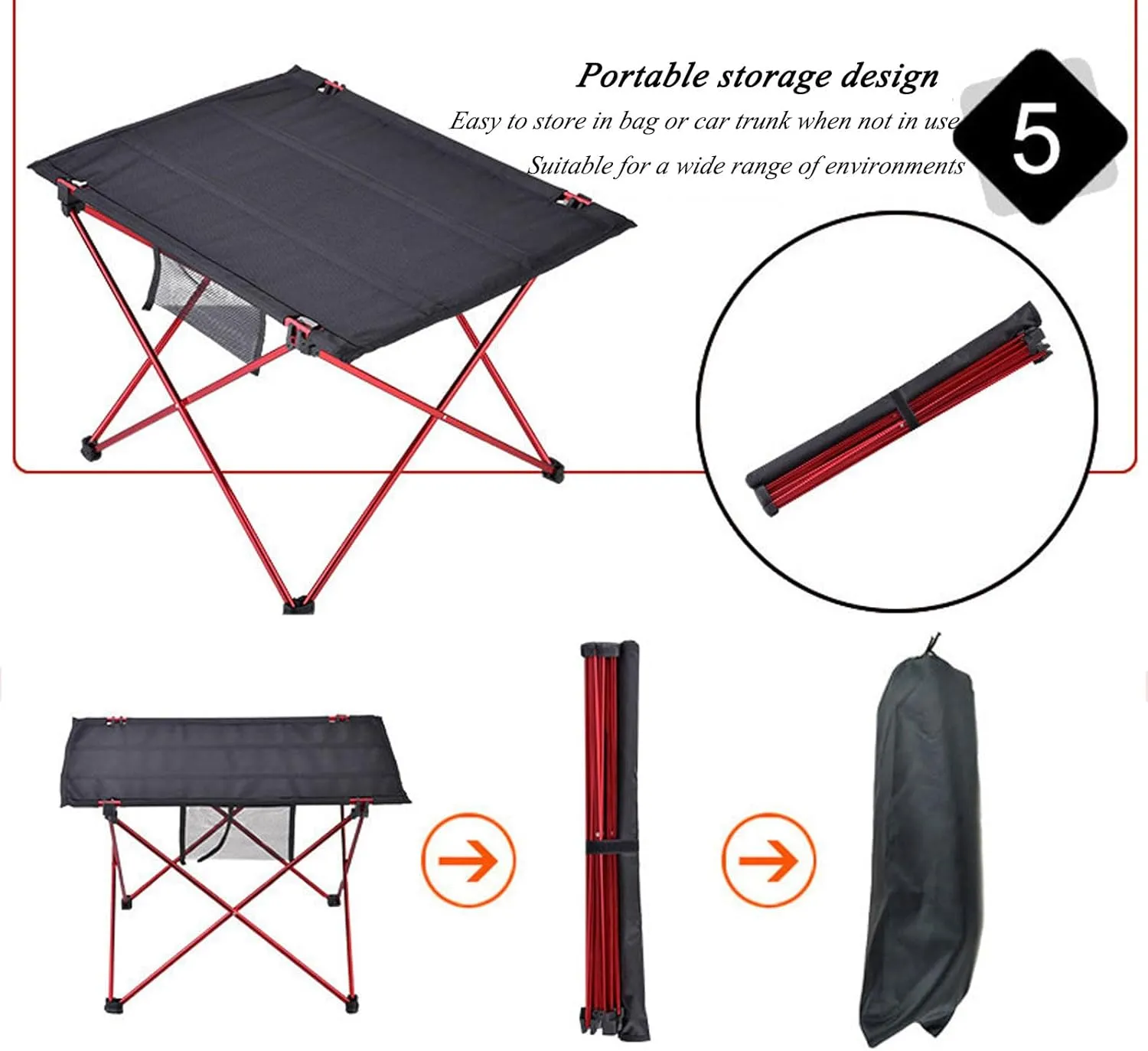 Small Folding Camping Table with Aluminum Table Leg, Portable Beach Table for Sand with Carrying Bag, Prefect for Outdoor, Picnic, BBQ, Cooking, Festival (Silver Gray 56×